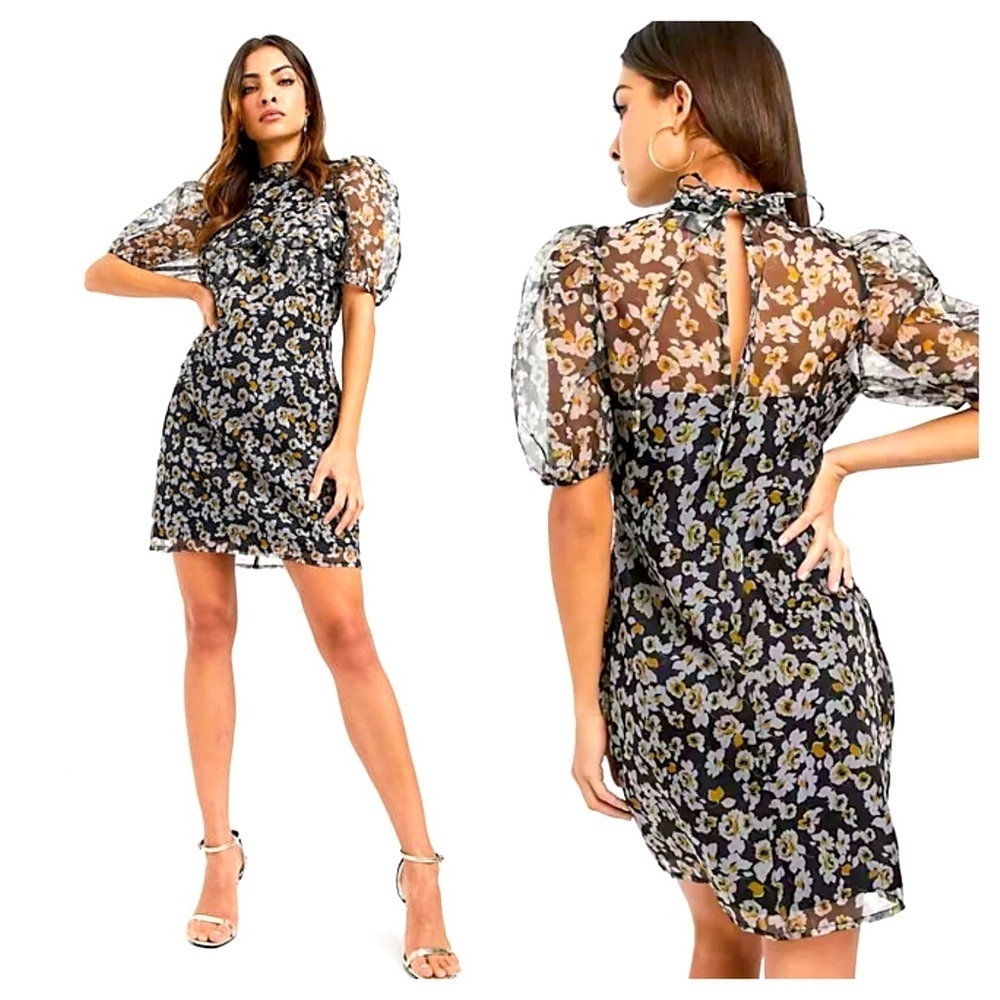 ASOS NWT floral organza mini dress size 6
